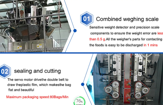 স্বয়ংক্রিয় উল্লম্ব এমবস মেশিন 0.15 মিমি মিশ্র শুকনো ফল স্ন্যাকস
